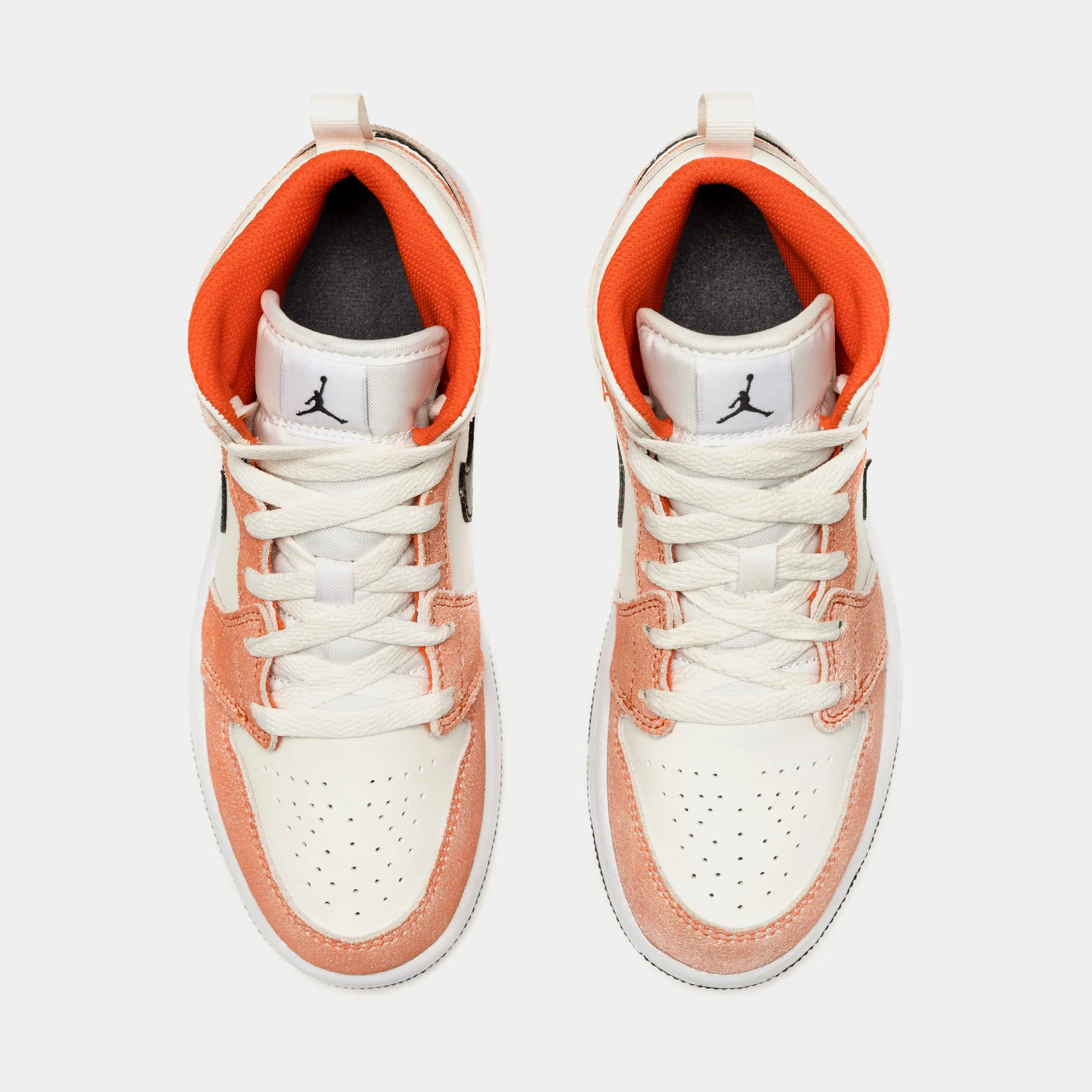 Air Jordan 1 Mid Preschool Lifestyle Shoes (Orange/White)