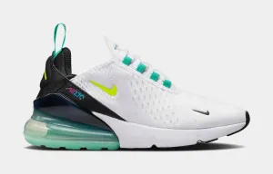 Air Max 270 Grade School Running Shoes (White/Blue)