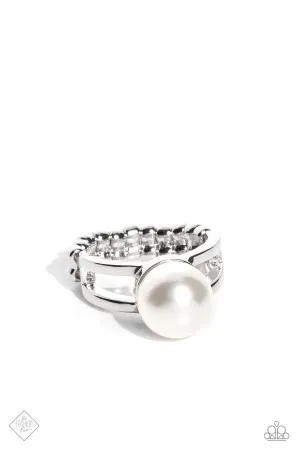 All American PEARL - White - Oversized Pearl Paparazzi Ring - June 2023 Fiercely 5th Avenue