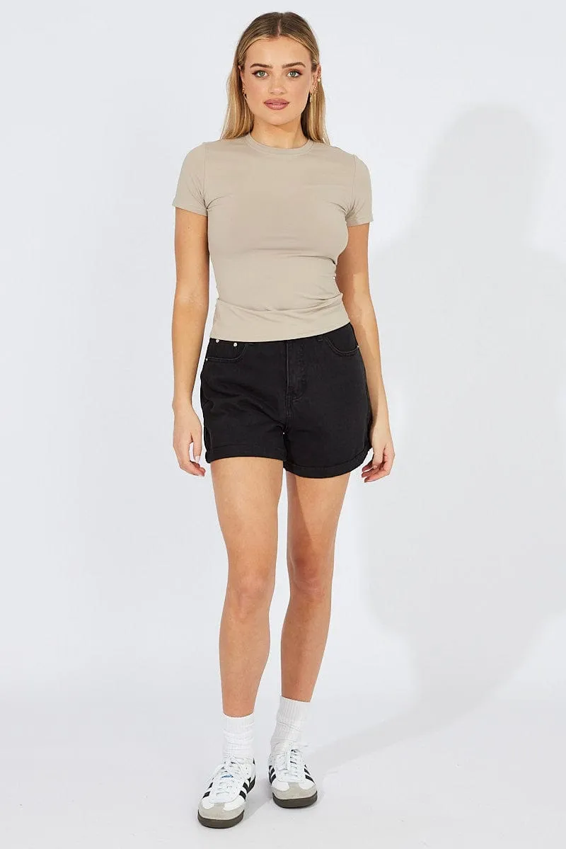 Beige Supersoft Top Short Sleeve