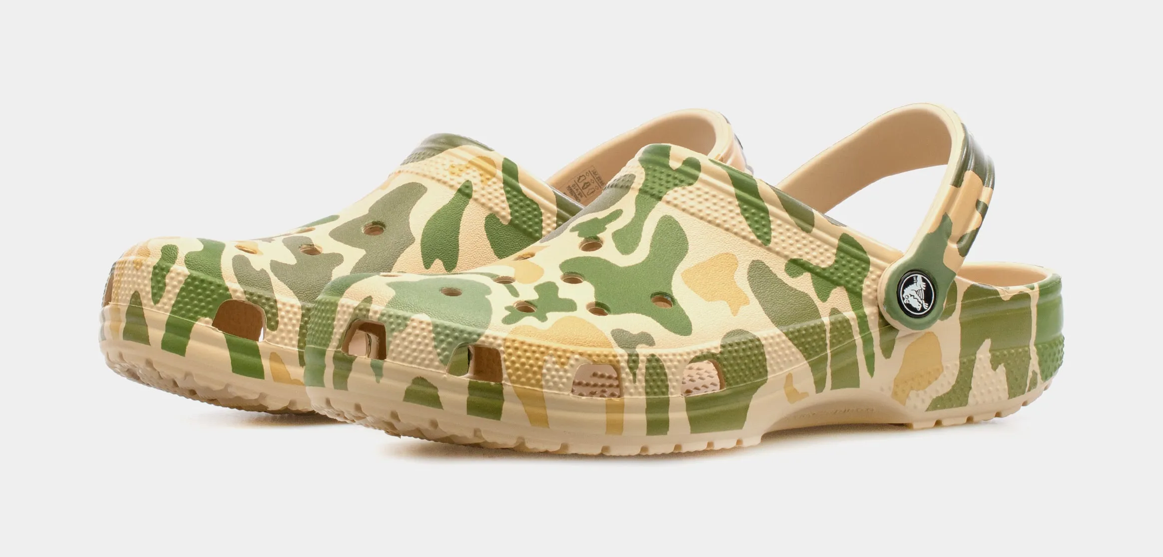 Classic Printed Camo Clog Mens Sandals (Beige/Green)