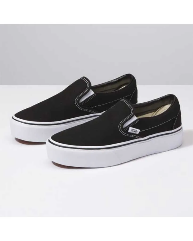 Classic Slip-On Platform Shoes - Black