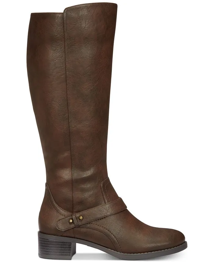 Jewel Wide Calf Easy Street Riding Boots, Brown