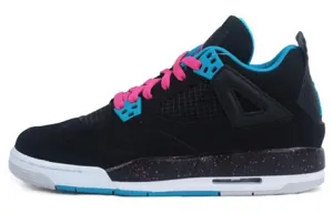 Jordan Air Jordan 4 Vintage Basketball Unisex Sneakers, Black/Light Blue/Pink