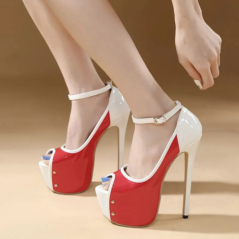 Liyke Sexy Peep Toe Party Club Strip Pole Dance Ultra High Heels Platform Pumps Fashion Stiletto Wedding Banquet Shoes Women Red