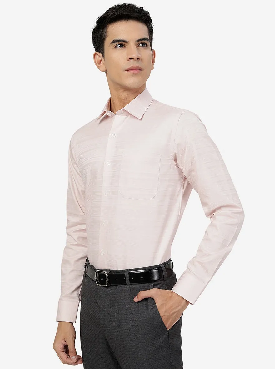 Peach Striped Slim fit Formal Shirt | JadeBlue