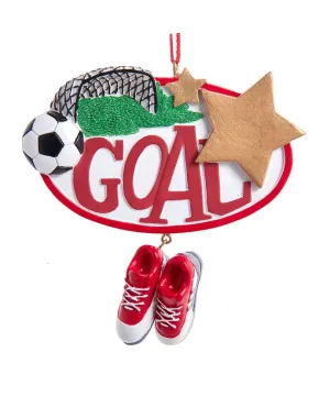 Soccer Goal Ornament with Red Soccer Shoes