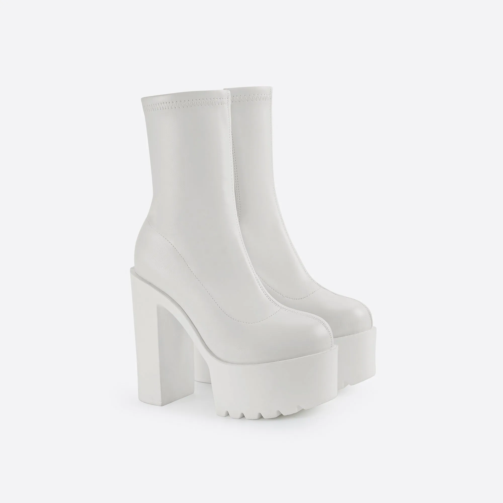 Sohiwoo Women Women Waterproof Platform Side Zipper Thick Heel Boots