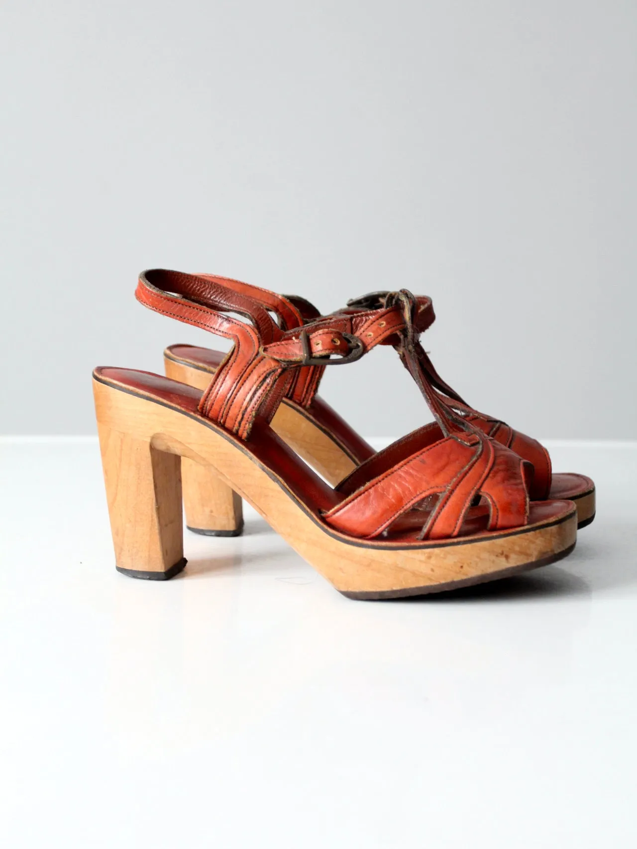 vintage 70s platform leather heels